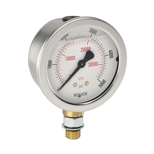 Pressure Gauge, -30 inHg to 0 psi psi, 2-1/2 in Dial, 1/4 in NPT or 7/16 in-20 Adjustable